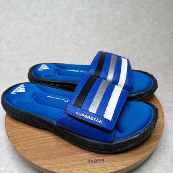 Adidas Superstar FitFOAM Blue Slide Sandals Mens Size 9 Comfortable EUC M17782 - Picture 1 of 6